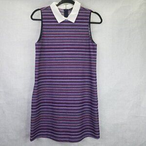 ZARA Trafaluc Shirt Mini Dress Women S Nautical Stripe Collared Coastal Academia